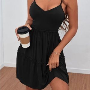 Black frill trimmed dress